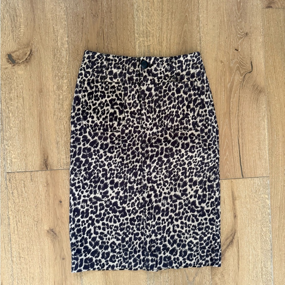 Anthropologie Maeve The Colette Leopard Print Midi Skirt | XSmall